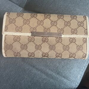 Vintage Gucci GG canvas and leather Monogram Wallet GUC